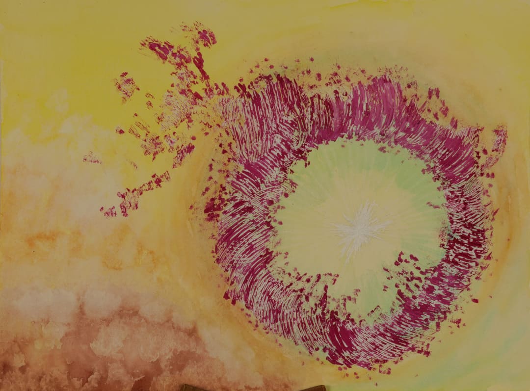 Entstehung Neues entsteht - Aquarell und Spachtel