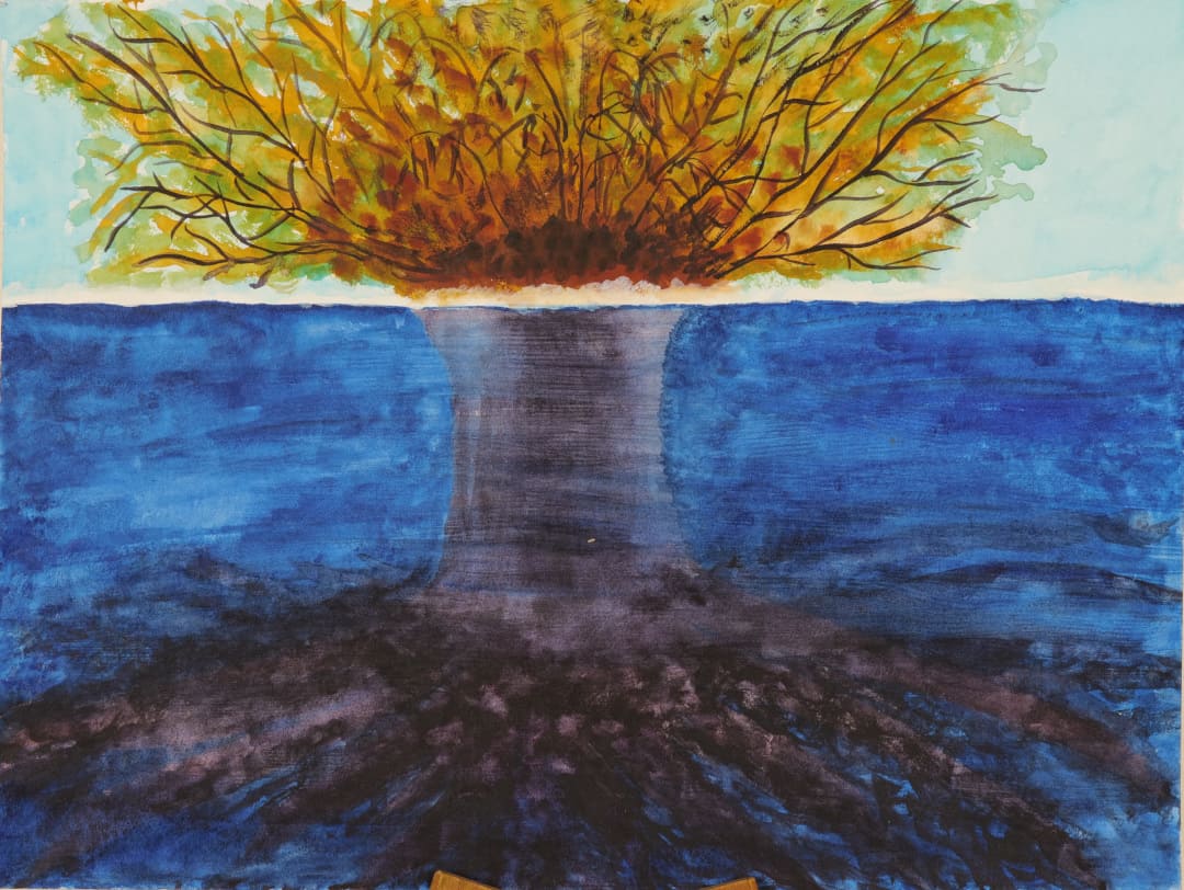 Wurzeln im Wasser Baum wächst im Meer