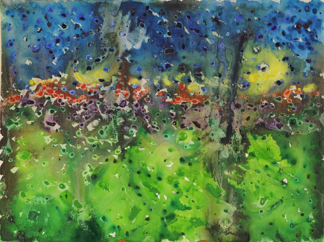 Buntes Treiben Aquarell dick aufgetragen - Freiheit der eigenen Kreation